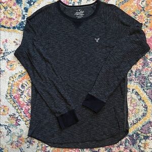 American Eagle Dark Heather Grey Heritage Thermal Top XL